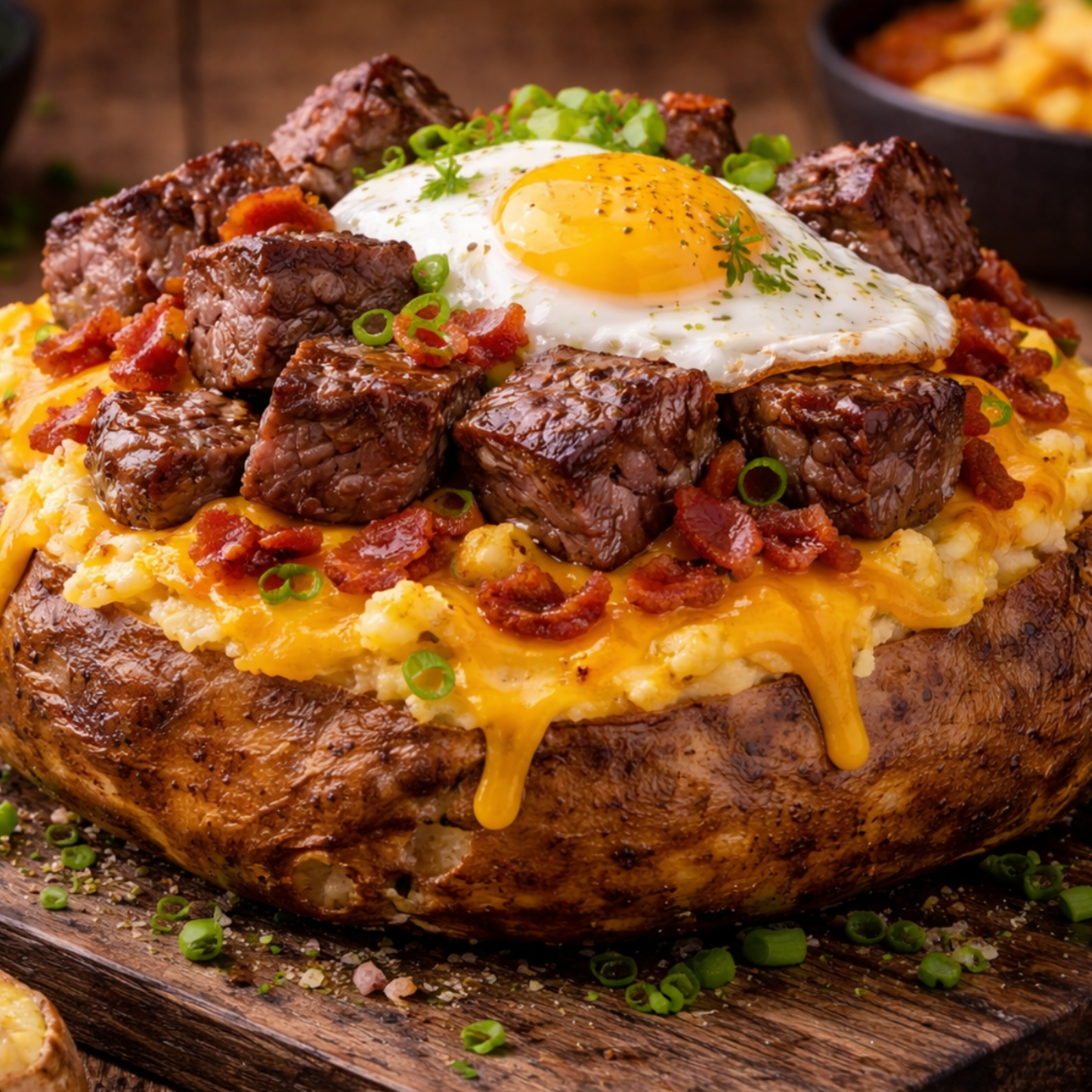 Steak + Egg Loaded Breakfast Potato